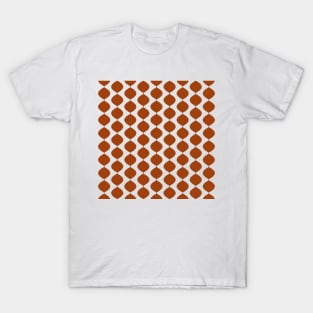 Mid Century Modern Retro 60s Waves Pattern  (Red Orange Dark) T-Shirt